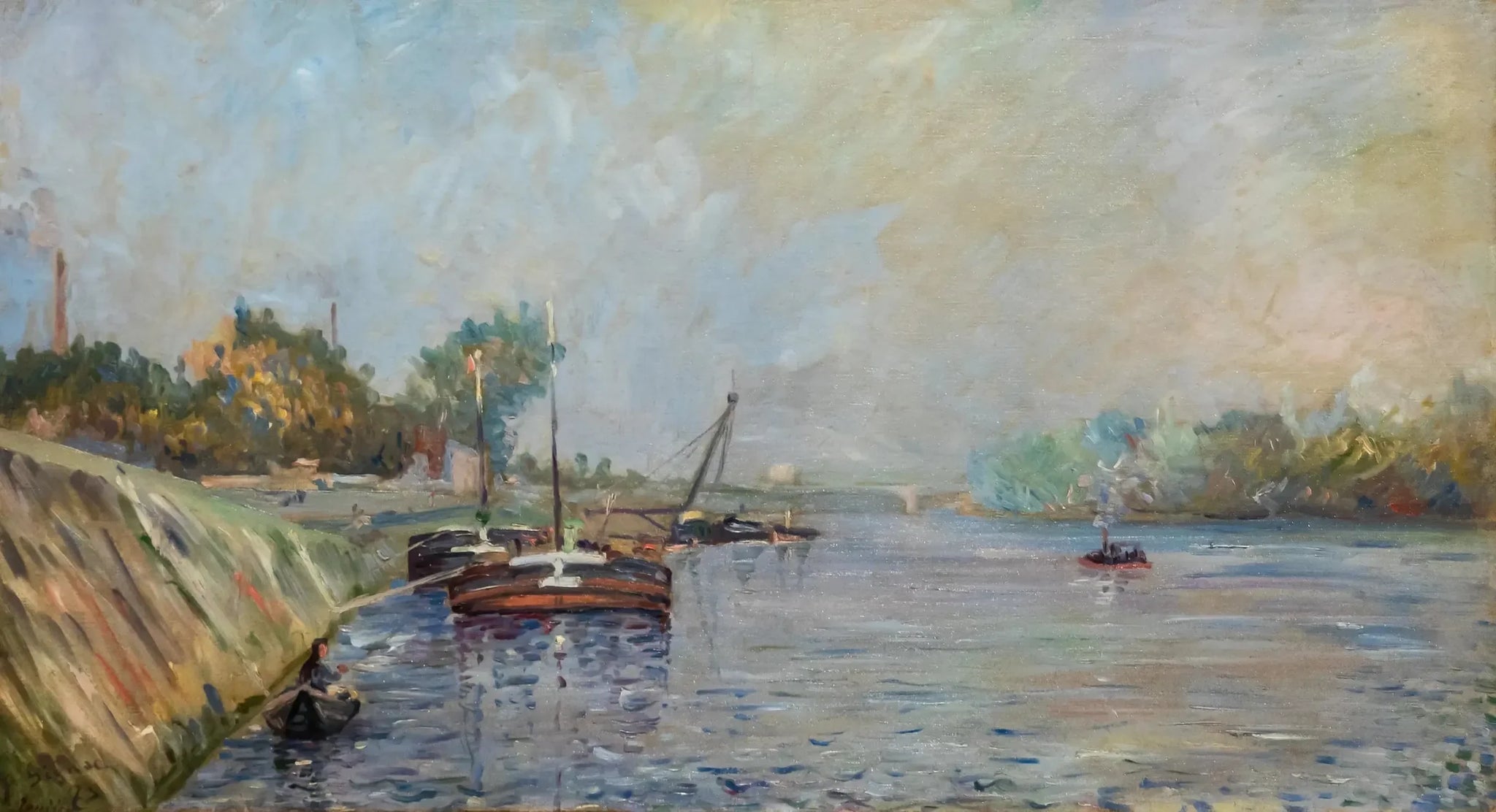 La Seine à Courbevoie - Paul Signac image 1 reproduction de peinture à l’huile