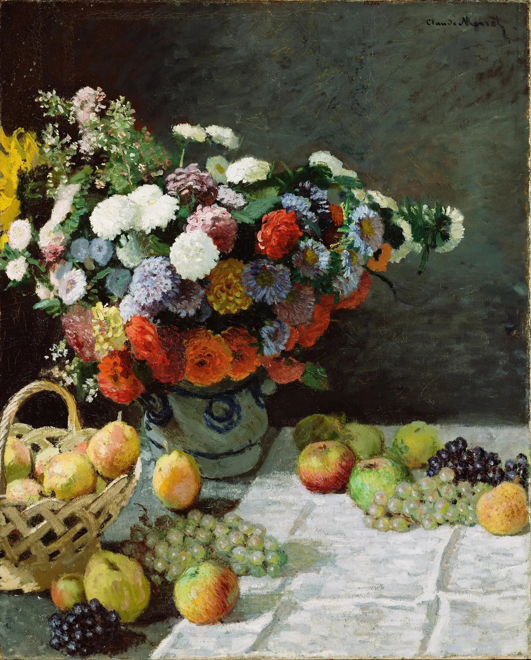 La vie avec des fleurs et des fruits - Claude Monet image 1 copie de tableau peinte à la main