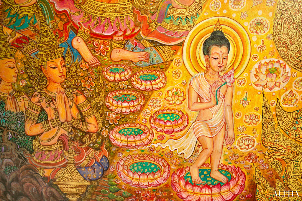 La Vie de Bouddha | 240 x 180 cm Reproductions de tableaux à la peinture à l’huile