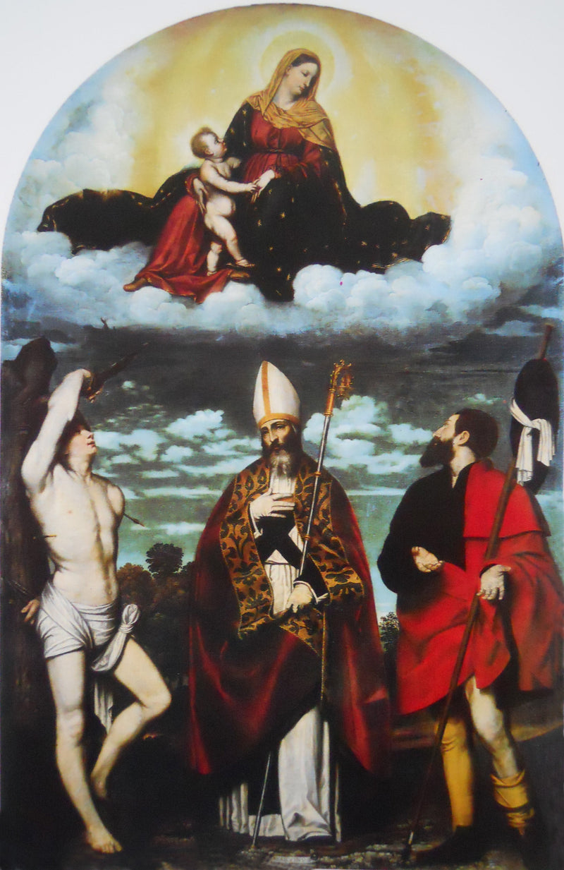מרים והילד במלוא הדר עם הקדושים רוק, מרטין וסבסטיאן - אלסנדרו בונביצ'ינו