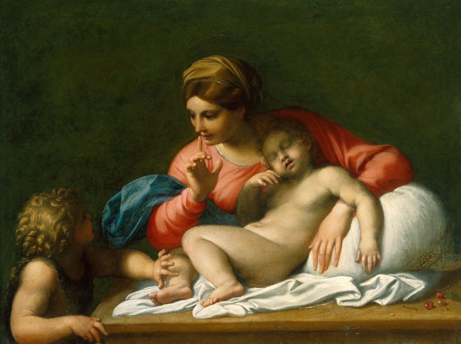 La Vierge à l'Enfant endormi avec le jeune saint Jean-Baptiste (« Il Silenzio ») - Annibale Carracci image 1 reproduction artisanale de tableau