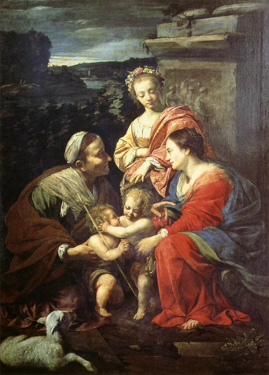 מרים אם ישו התינוק עם סנט אליזבת, סנט יוחנן המטביל וסנט קתרין - סימון ווט