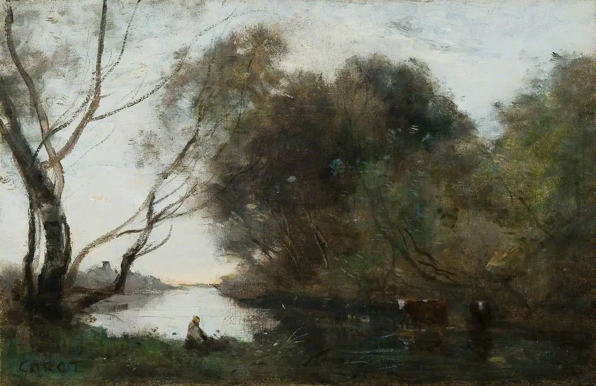 Lac: Coucher de soleil - Jean-Baptiste Camille Corot - Alpha Reproduction