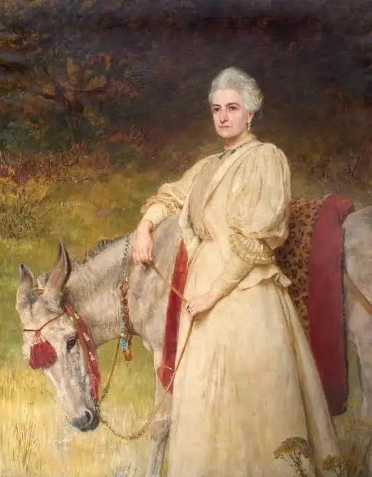 ליידי הארייט שרה ונטייג' (1837–1920) עם חמור מצרי - בריטון ריבייר