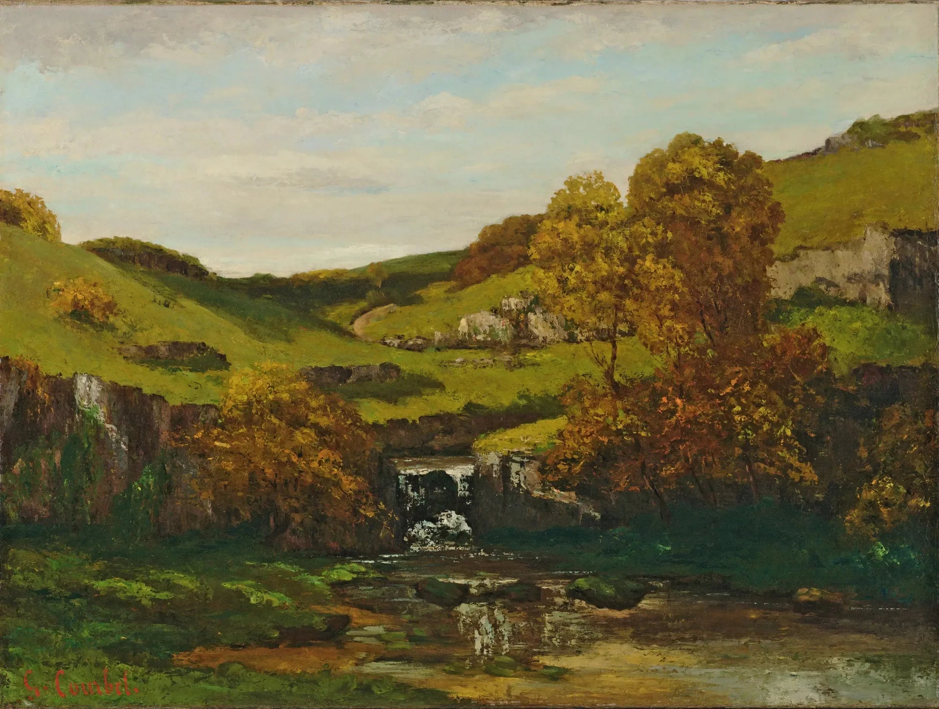 Landschaft mit Wasserfall - Gustave Courbet image 1 reproduction d’œuvre d’art à l’huile