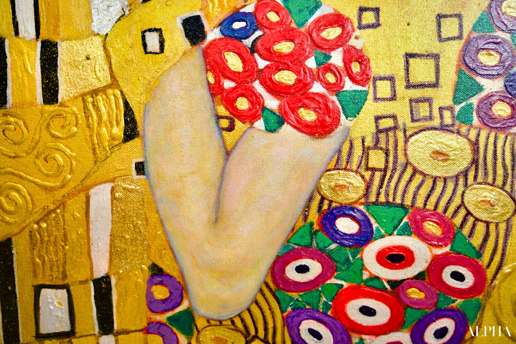 Le Baiser Réimaginé par Master Apollon | 200 x 200 cm Reproductions de tableaux à la peinture à l’huile