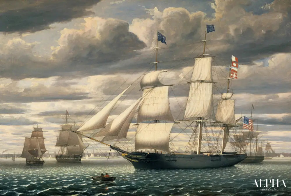 Le bateau clipper " Southern Cross " quittant le port de Boston, 1851 - Fitz Henry Lane - Reproductions de tableaux et peintures haut de gamme