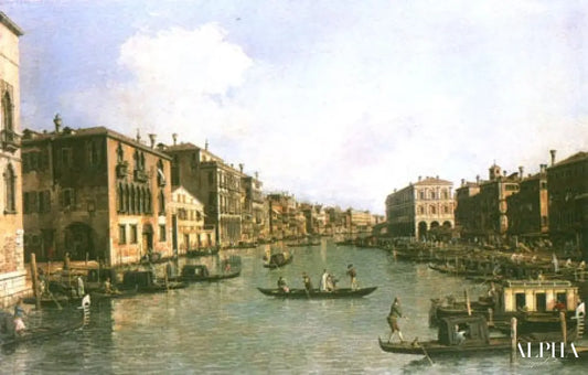 Le Canal Grande dans une direction du sud-est au Pont du Rialto - Giovanni Antonio Canal - Reproductions de tableaux et peintures haut de gamme