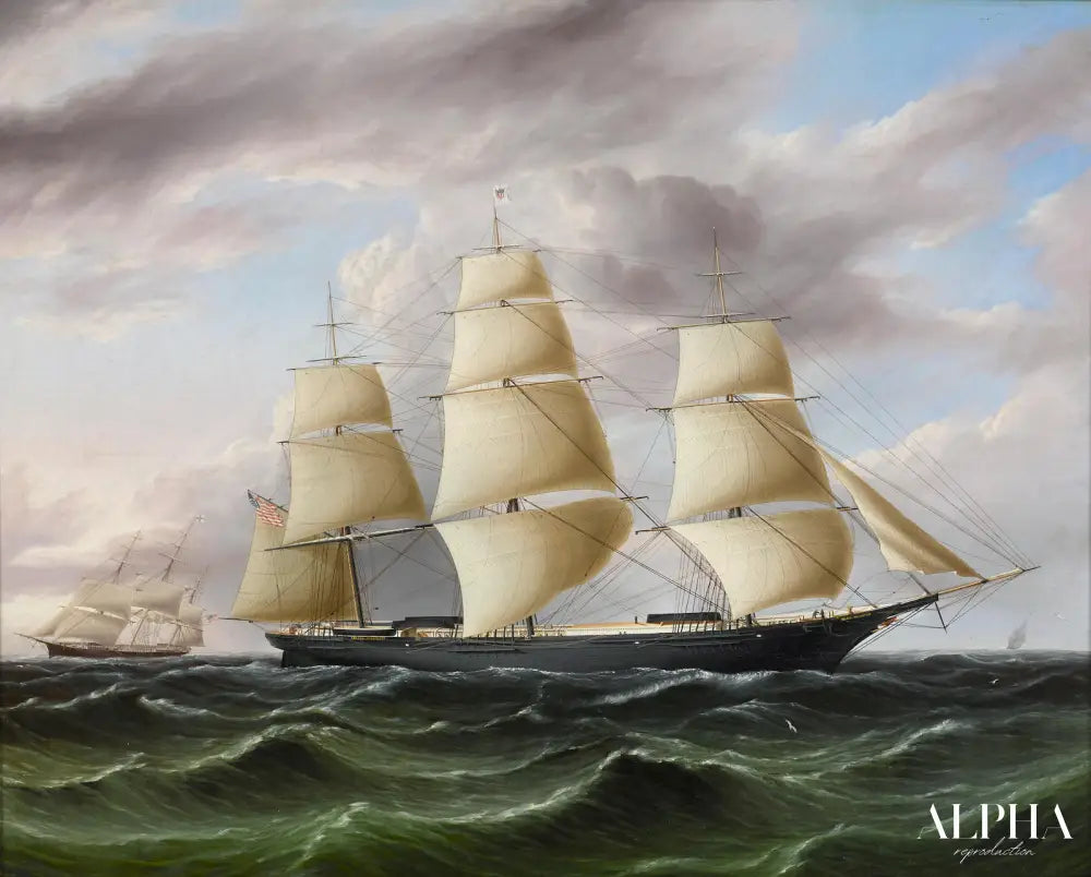 Le clipper américain Black Warrior en partance pour l'étranger - James E. Buttersworth - Reproductions de tableaux et peintures haut de gamme