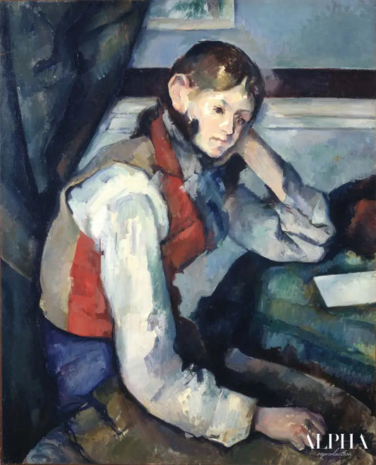 Le Garçon au Gilet Rouge - Paul Cézanne - Reproductions de tableaux et peintures haut de gamme