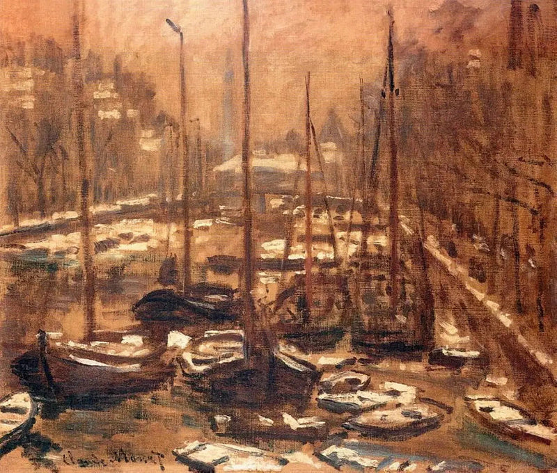 The Geldersekade in אמסטרדם, חורף W300 - קלוד מונה