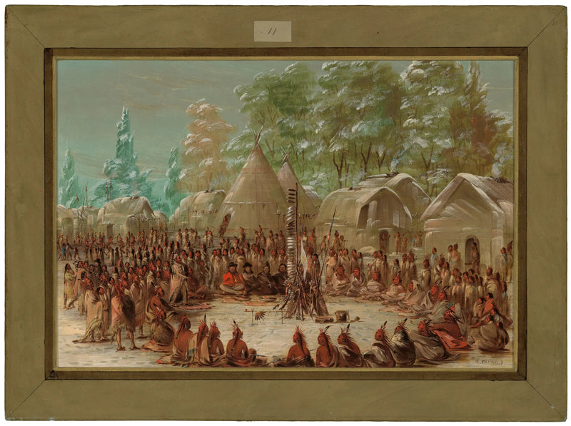 קבוצת לה סאל חגגה בכפר של אילינוי. 2 בינואר 1680 - ג'ורג' קאטלין