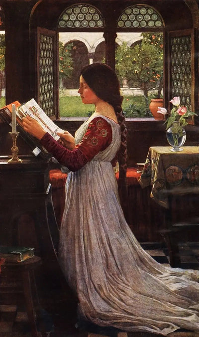 Reproduction du tableau « Le Missel - John William Waterhouse » par Alpha Reproduction en peinture à l’huile