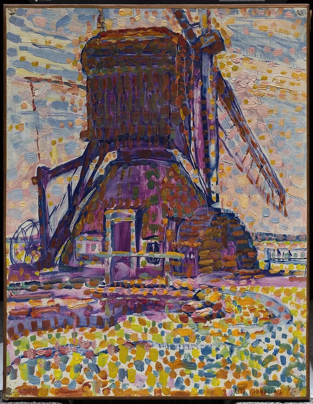 Le Moulin de Winkel, version pointilliste - Piet Mondrian image 1 tableau peint à l’huile sur toile