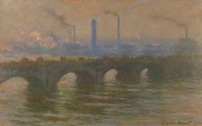 Reproduction du tableau « Le pont de Waterloo, météo nuageuse - Claude Monet » par Alpha Reproduction en peinture à l’huile