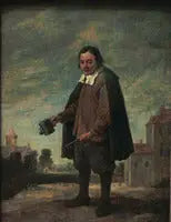 Le Queteur avec une crécelle à la main - David Teniers le Jeune image 1 reproduction de peinture à l’huile