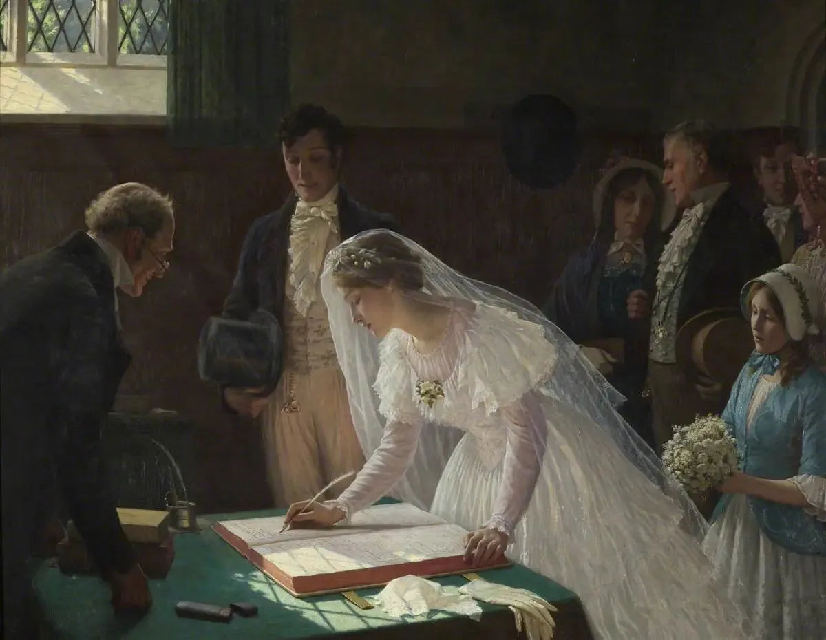 Le registre de mariage - Edmund Blair Leighton image 1 copie de tableau peinte à la main