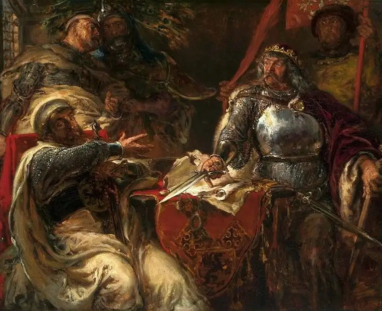 Le Roi Ladislas le Bref rompt les accords avec les chevaliers teutoniques à Brześć Kujawski. - Jan Matejko image 1 reproduction d’œuvre d’art à l’huile