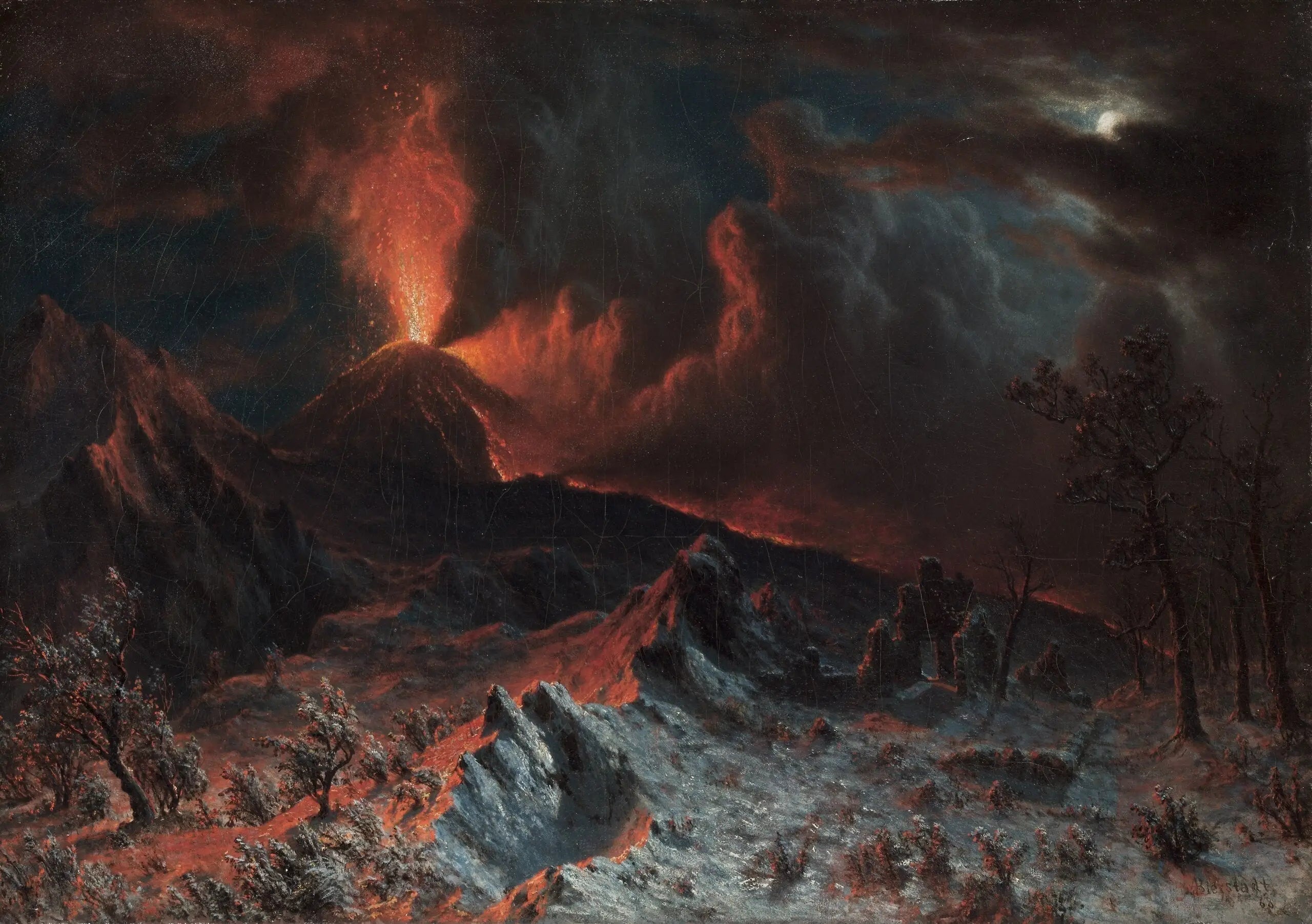 Le Vésuve à minuit - Albert Bierstadt - Alpha Reproduction