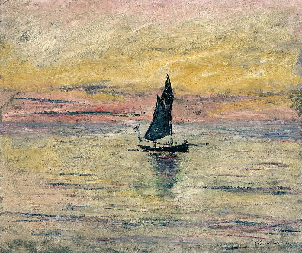 Reproduction du tableau « Le voilier, effet du soir - Claude Monet » par Alpha Reproduction en peinture à l’huile