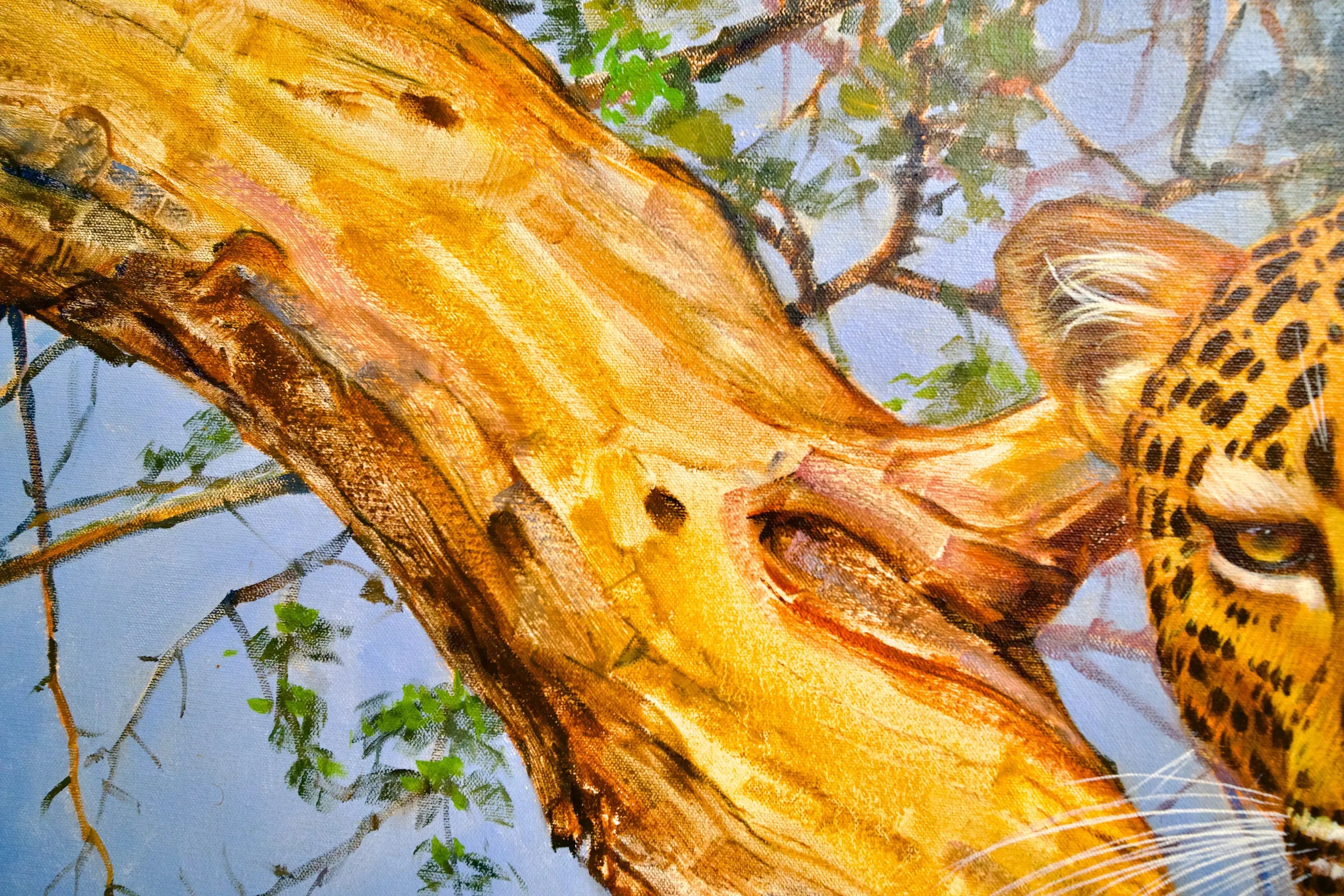 Léopard dans un arbre | 150 x 100 cm Reproductions de tableaux à la peinture à l’huile