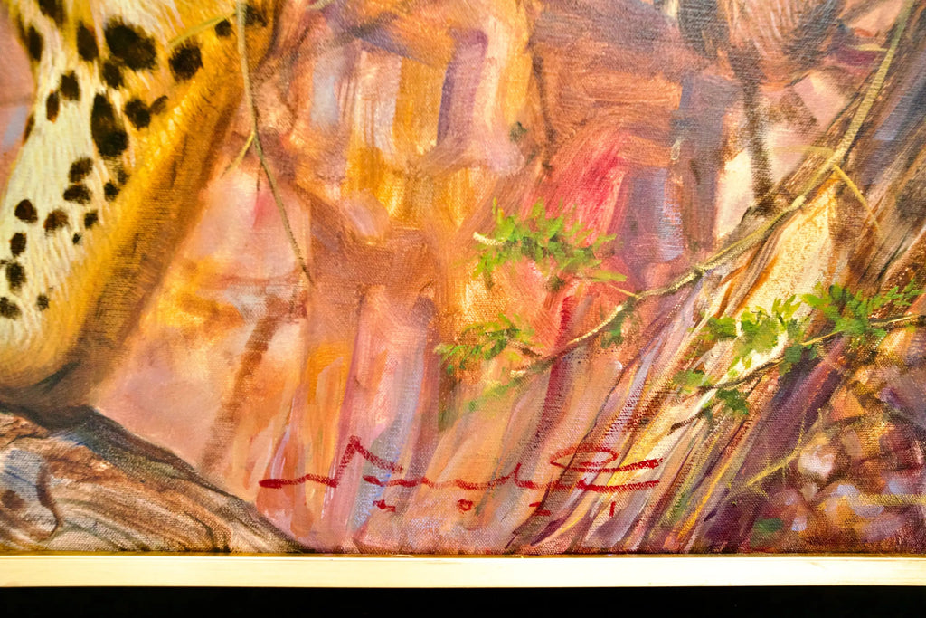 Léopard dans un arbre | 150 x 100 cm Reproductions de tableaux à la peinture à l’huile