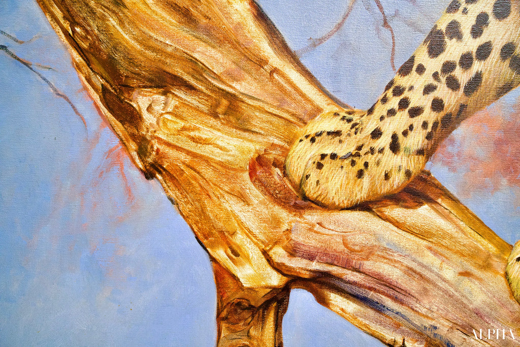 Léopard dans un arbre | 150 x 100 cm Reproductions de tableaux à la peinture à l’huile