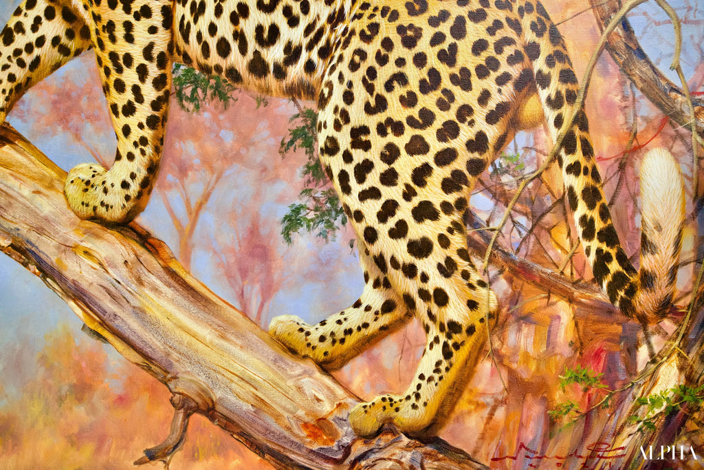 Léopard dans un arbre | 150 x 100 cm Reproductions de tableaux à la peinture à l’huile