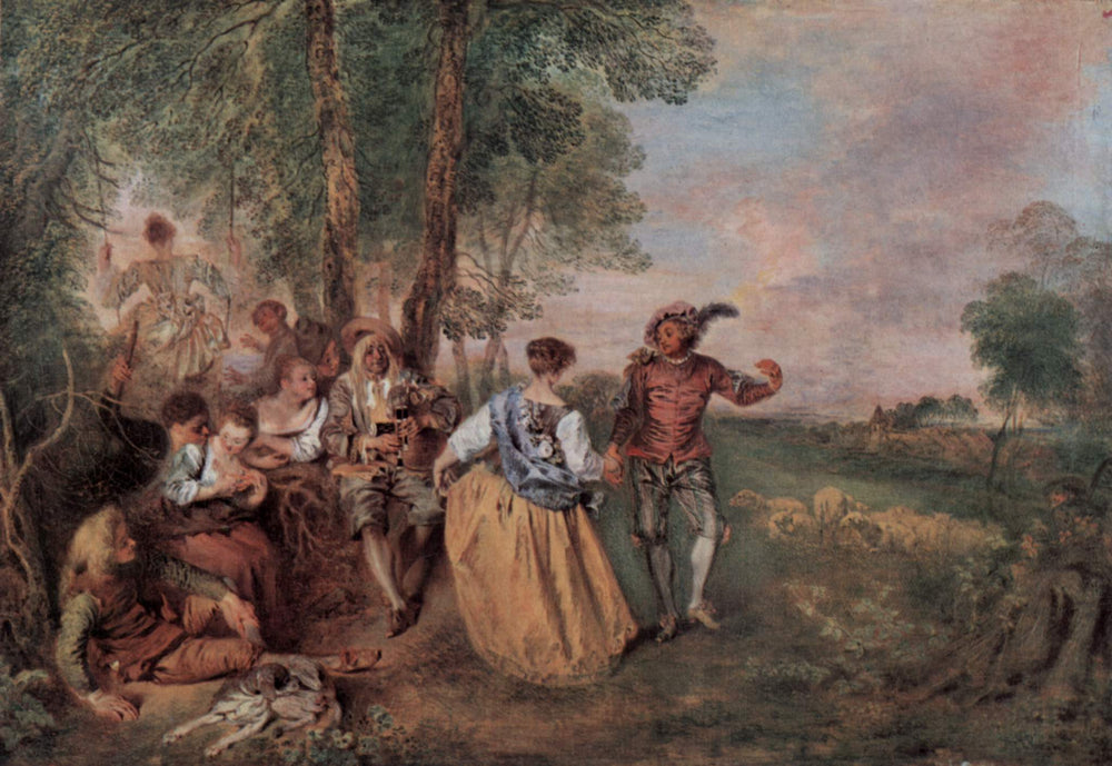 Les Bergers - Antoine Watteau image 1 reproduction artisanale de tableau