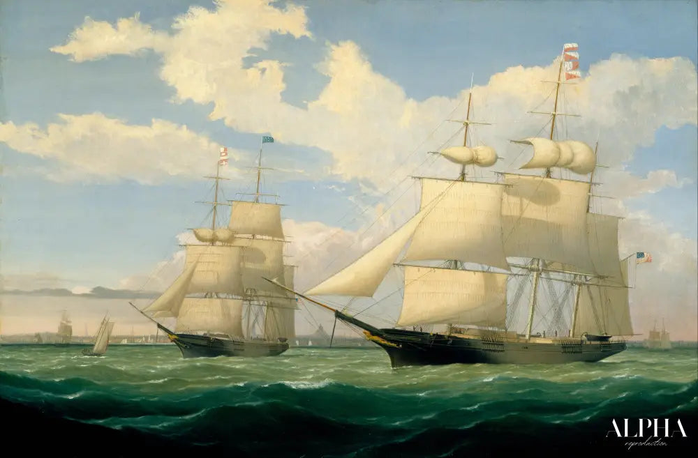 Les navires " Winged Arrow " et " Southern Cross " dans le port de Boston, 1853 - Fitz Henry Lane - Reproductions de tableaux et peintures haut de gamme