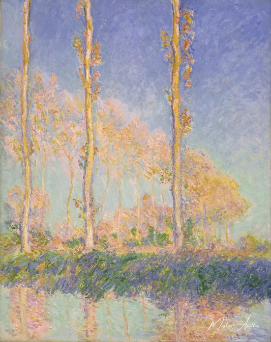 Les Peupliers, trois arbres roses, automne - Claude Monet - Reproductions de tableaux et peintures haut de gamme