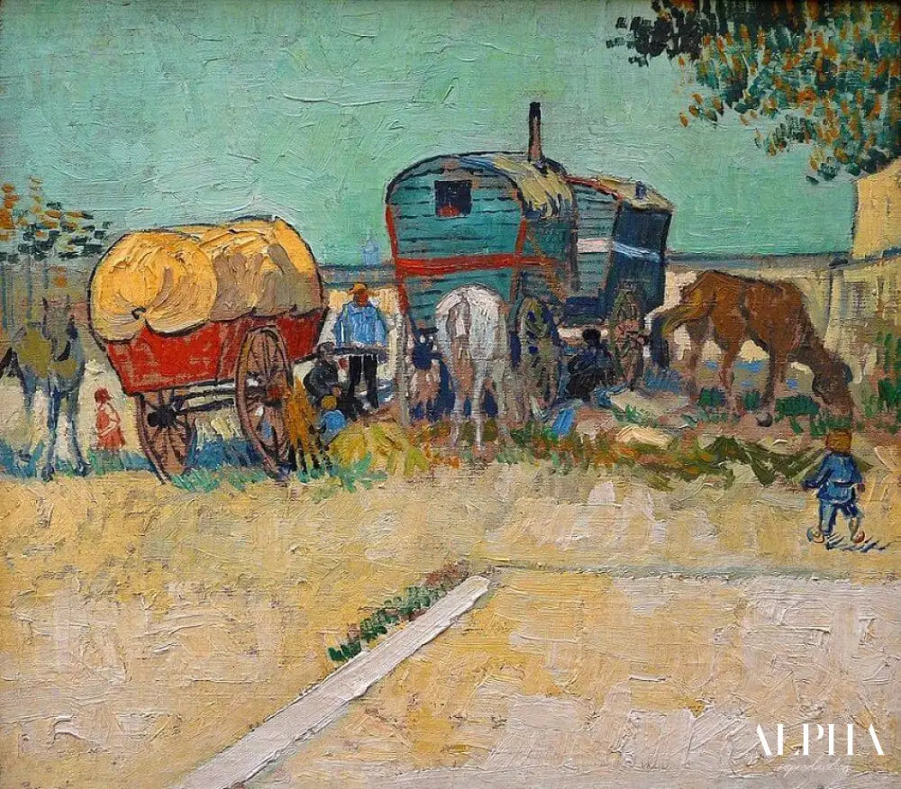 Les Roulottes, campement de Bohémiens - Van Gogh - Reproductions de tableaux et peintures haut de gamme