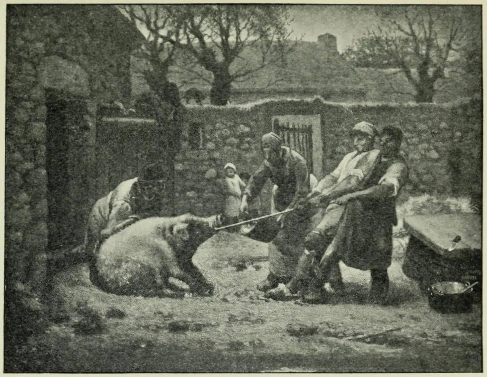 Les tueurs de cochon - Jean-François Millet image 1 copie peinte à la main à l’huile
