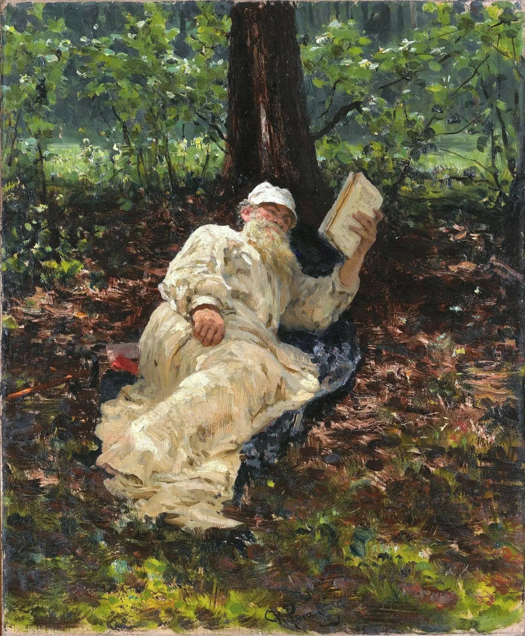 Lev Nikolaïevitch Tolstoï se repose dans la forêt. - Ilya Repin - Alpha Reproduction