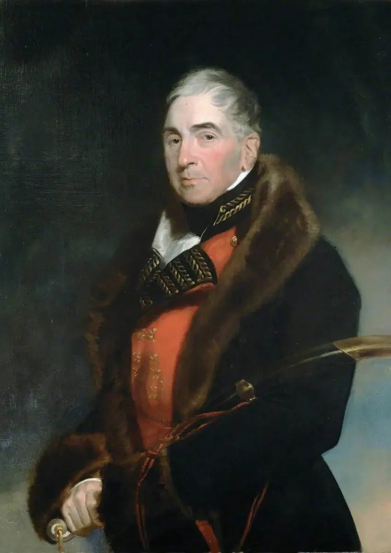 תת-אלוף (בהמשך גנרל) תומאס גרהאם (1748–1843), ברון ליינדוך, לובש מעיל מצופה פרווה מעל מדים של קצין כללי - תומאס לורנס