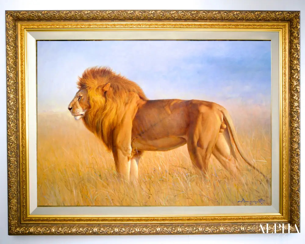 Lion in the Savannah – Somchai | 150 x 100 cm Reproductions de tableaux à la peinture à l’huile