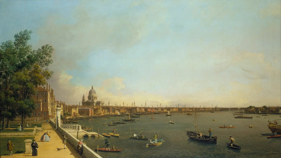 לונדון: נהר התמזה מ Somerset House Terrace אל העיר - קאנאלטו