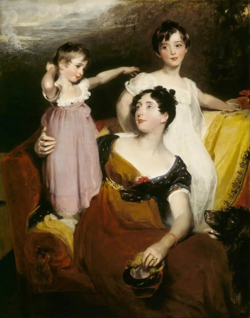 לידיה אליזבת הואר, ליידי אקלנד (1786-1856) עם שני בניה תומאס, מאוחר יותר ה-11 בייט (1809-1898) וארתור (1811-1857) - תומאס לורנס