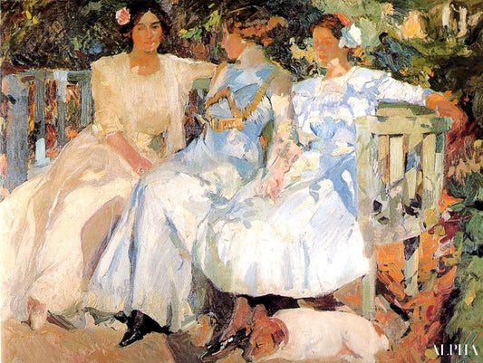 Ma femme et mes filles dans le jardin - Sorolla - Reproductions de tableaux et peintures haut de gamme