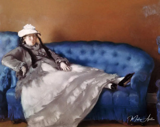 Madame Manet sur un canapé bleu - Edouard Manet - Reproductions de tableaux et peintures haut de gamme