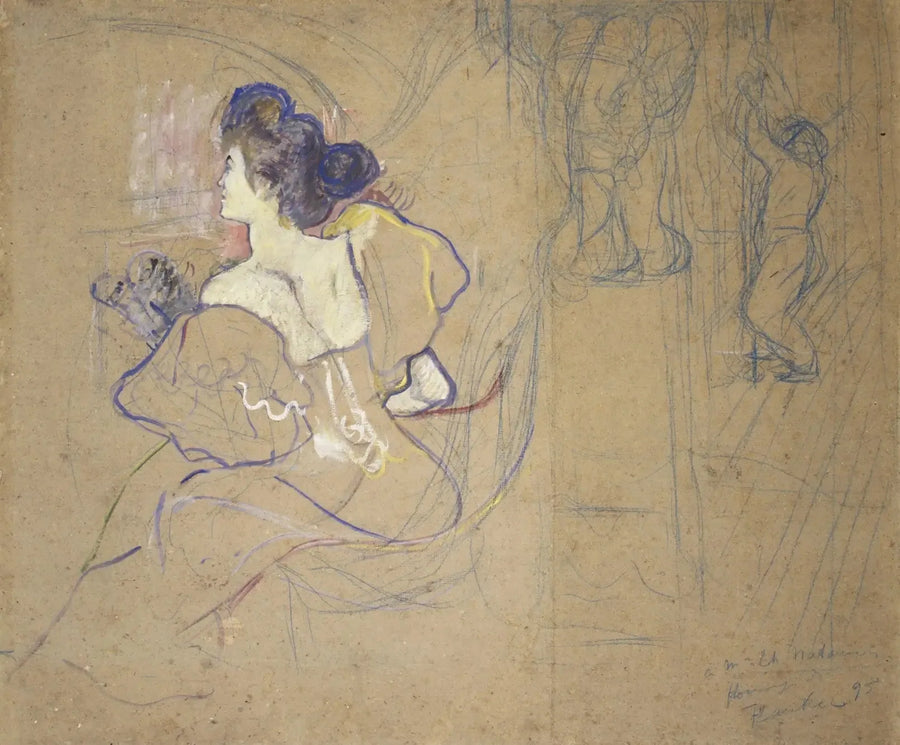 מדאם תדא נטנסון (מיסיה גודבסקה, 1872-1950) בתיאטרון - אנרי דה טולוז-לוטרק