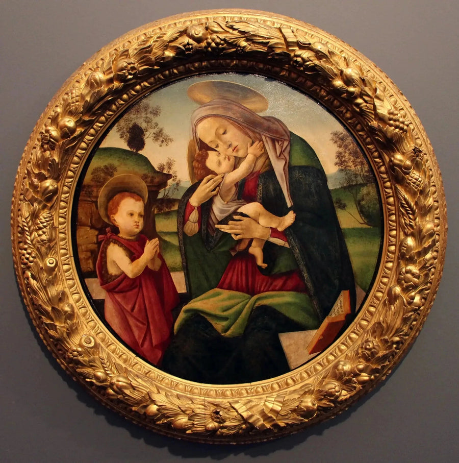 La Vierge et l’Enfant avec le petit saint Jean de Botticelli et atelier, MASP – reproduction peinture à l’huile sur toile