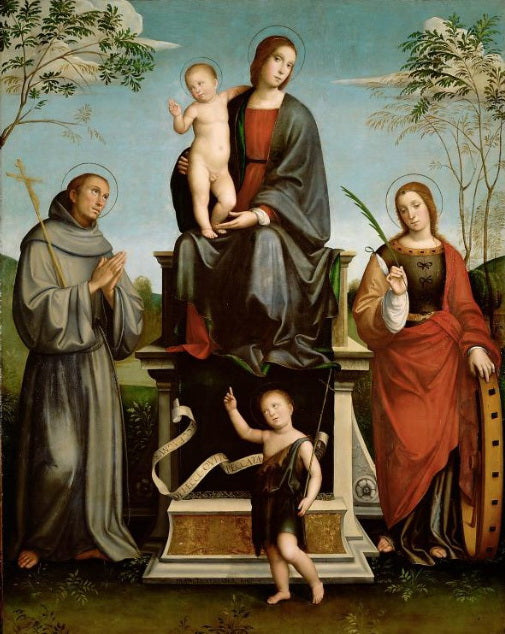 Marie à l’Enfant saint François sainte Catherine et le jeune saint Jean-Baptiste - Francesco Francia - Alpha