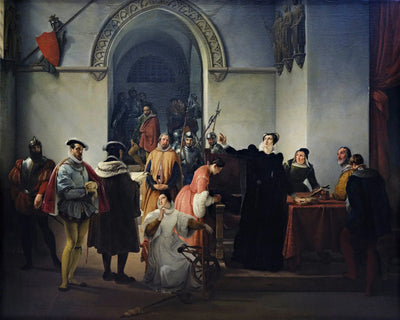 Marie Stuart protestant de son innocence à la lecture de sa condamnation à mort - Francesco Hayez - Alpha Reproduction