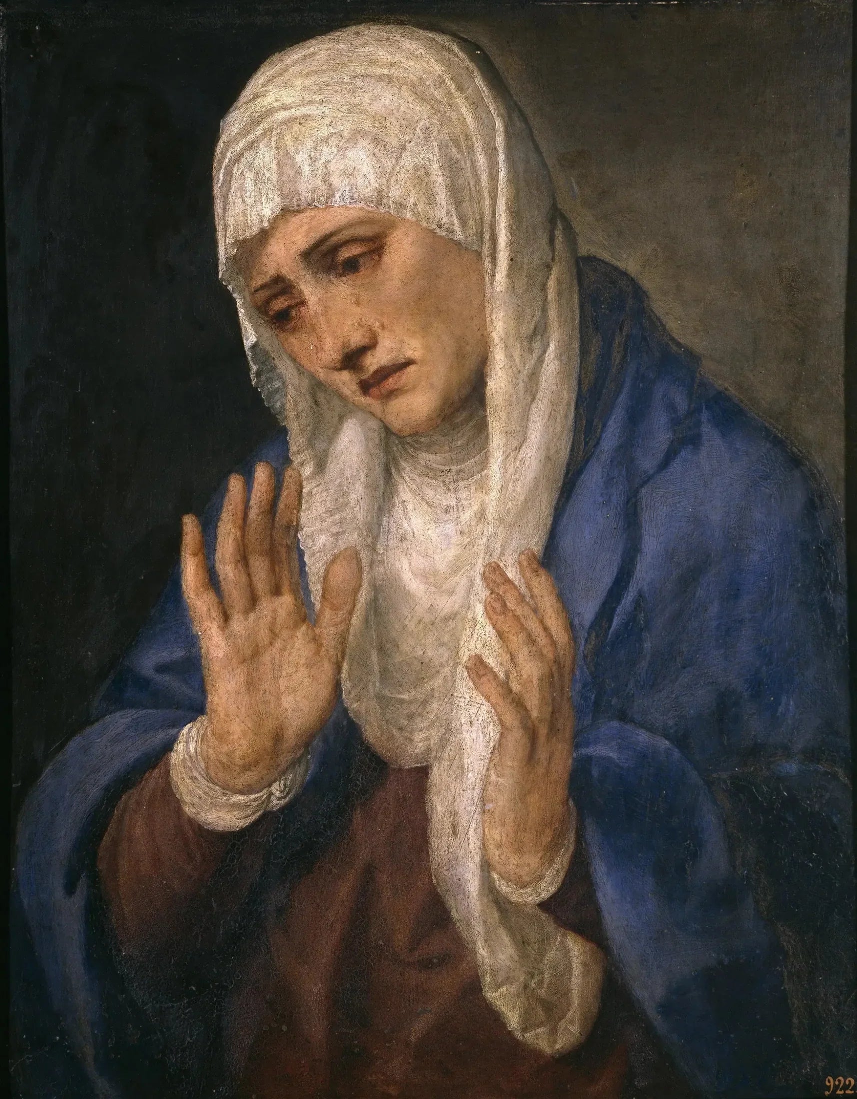 Mater Dolorosa avec les mains écartées - Titian image 1 reproduction d’œuvre d’art à l’huile