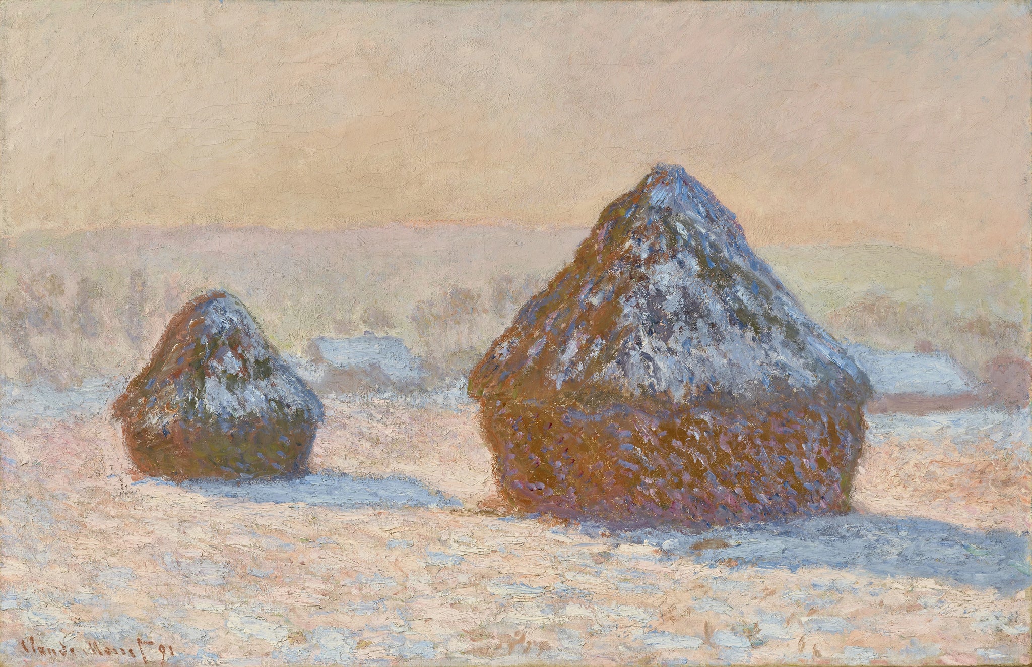 Meules, effet de neige, le matin de Claude Monet, 1891 – J. Paul Getty Museum 95.PA.63, Wildenstein 1276