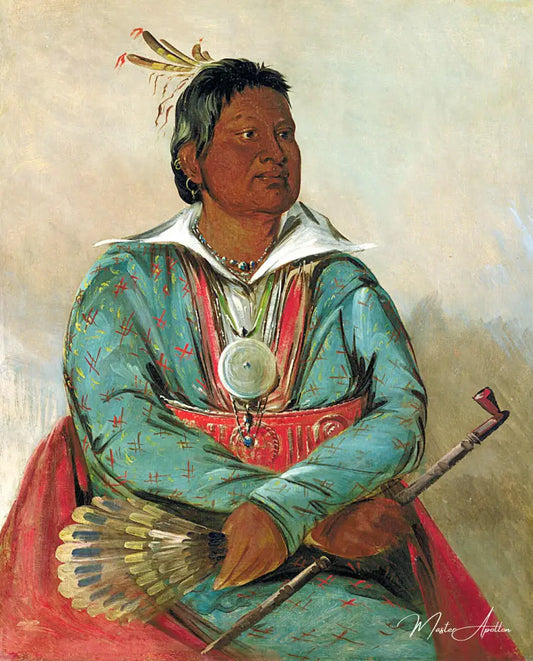 Mó-sho-la-túb-bee, He Who Puts Out and Kills, Chief of the Tribe - George Catlin - Reproductions de tableaux et peintures haut de gamme