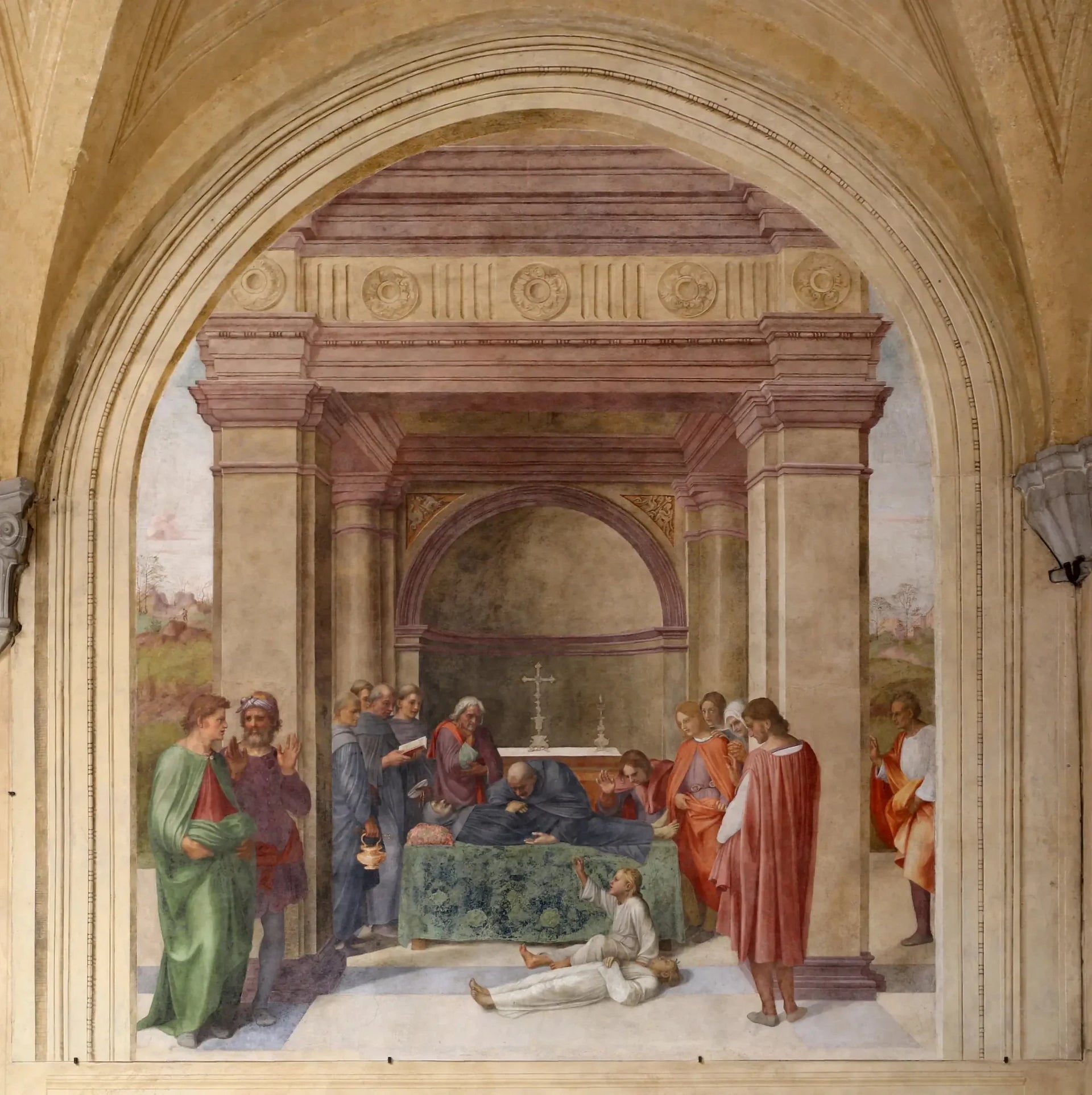 Mort de saint Philippe Benizi et résurrection d'un enfant - Andrea del Sarto image 1 copie de tableau peinte à la main