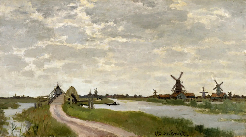 Moulins à vent près de Zaandam - Claude Monet image 1 reproduction d’œuvre d’art à l’huile