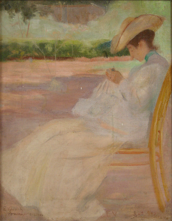 Mulher num park, Petr��polis - Eliseu Visconti